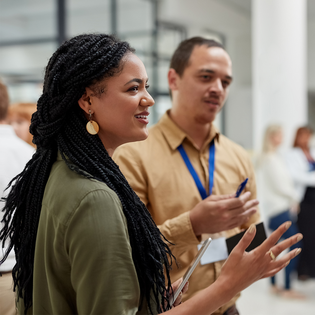 Two people in conversation