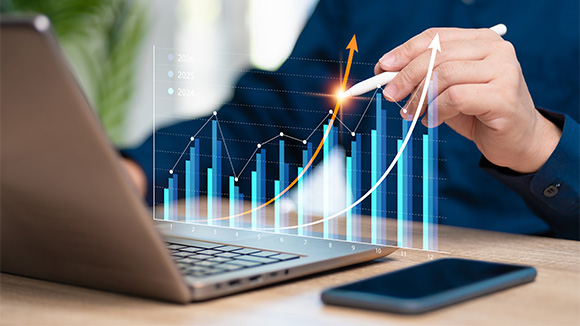 A digital image of a 3-D chart