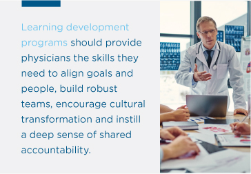 Text and a photograph that describe what learning development programs should provide.
