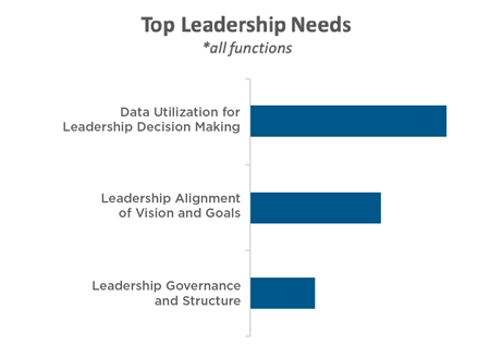 A bar chart that shows top leadership needs for all functions.